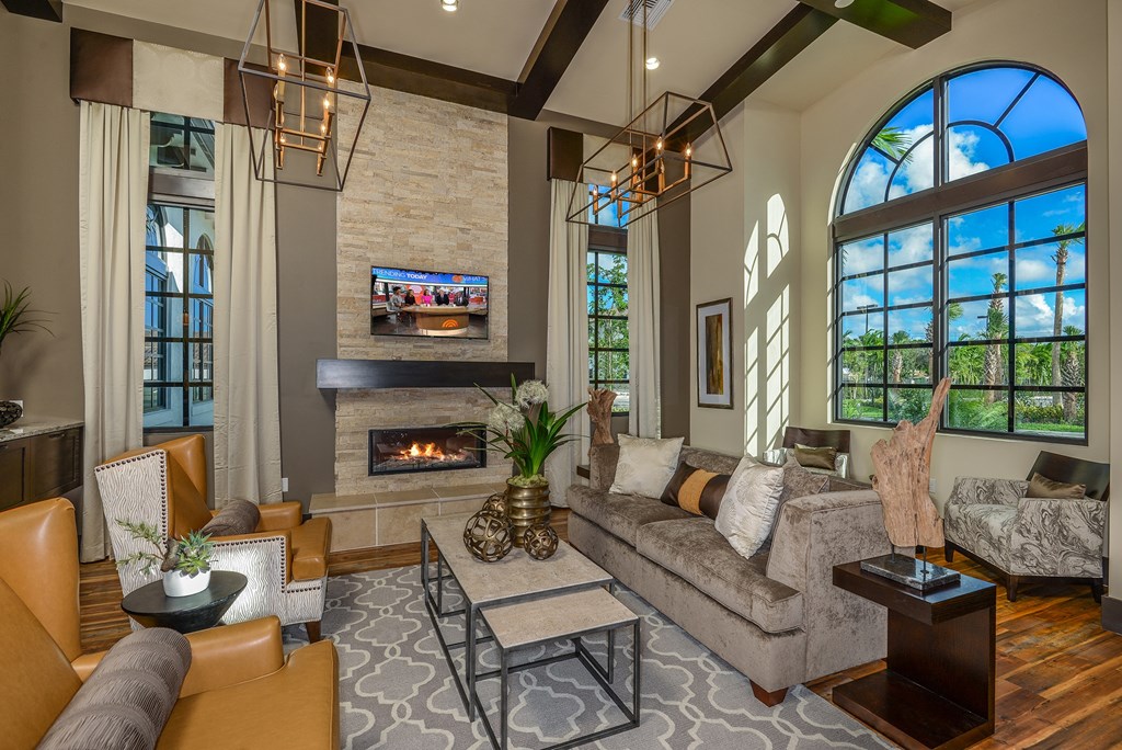 Sitting area in the clubhouse at Palm Ranch Apartments in Davie, FL