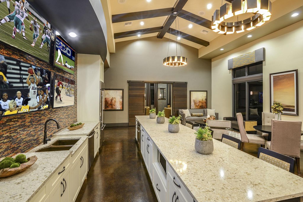 Large kitchen in the clubhouse at Palm Ranch Apartments in Davie, FL