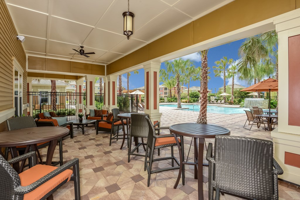 Covered Veranda at The Sedona Luxury Apartments in Tampa, FL