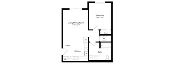 One Bedroom Floor Plan at River Canyon Affordable Apartments in Merced, CA