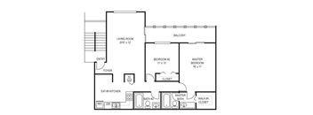 Two Bedroom Floor Plan at Rivercrest Apartments in Melbourne FL