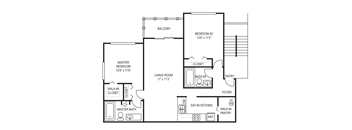 Two Bedroom Floor Plan at Rivercrest Apartments in Melbourne FL