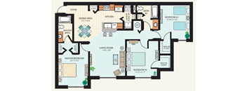 Four Bedroom Floor Plan at Sabal Ridge Affordable Apartments in Tampa FL