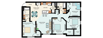 Four Bedroom Floor Plan at Spanish Trace Affordable Apartments in Tampa FL