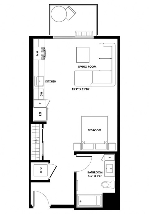 594 SF Studio apartment at The Chandler Apartments