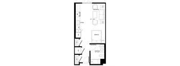Studio Floor Plan at The Chandler NoHo Apartments in North Hollywood, CA