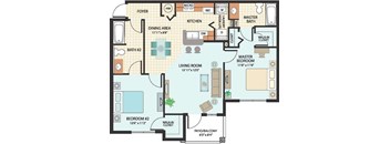 Two Bedroom Floor Plan at Sabal Ridge Affordable Apartments in Tampa FL