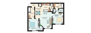 Two Bedroom Floor Plan at Savannah Springs Affordable Apartments in Jacksonville FL