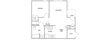 Simmons Gardens One Bedroom Floor Plan