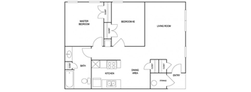 Two Bedroom Floor Plan at Simmons Garden