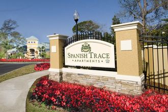 Entrance Sign at Spanish Trace Affordable Apartments in Tampa FL