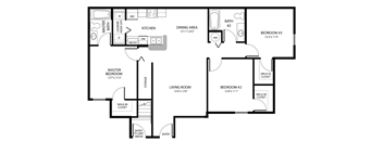 Three Bedroom Floor Plan at Spring Haven Affordable Apartments in Spring Hill FL