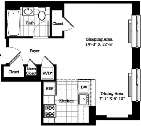 Studio Floor Plan at The Balton Apartments in NYC