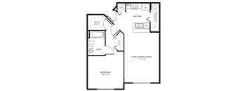 One Bedroom Floor Plan at Summer Lakes Affordable Apartments in Naples, Florida