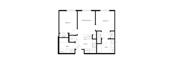 Two Bedroom Floor Plan at Sycamore Senior Village Apartments in Oxnard CA