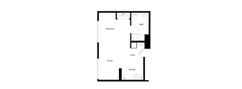 Studio Floor Plan at Sycamore Senior Affordable Apartments in Oxnard CA