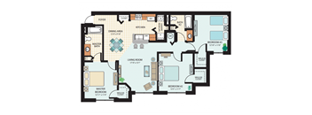 3 Bedroom Floor Planat Autumn Place Apartments Temple Terrace FL