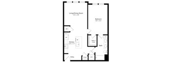 One Bedroom Floor Plan  at The Exchange Luxury Apartments in St Pete FL