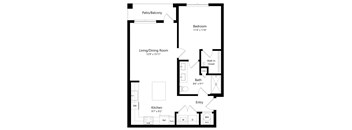 One Bedroom Floor Plan at The Gallery at Trinity Luxury Apartments in Trinity FL