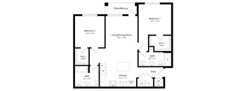 Two Bedroom Floor Plan at The Gallery at Trinity Luxury Apartments in Trinity FL