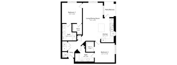 Two Bedroom Floor Plan at The Gallery at Trinity Luxury Apartments in Trinity FL