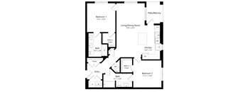 Two Bedroom Floor Plan at The Gallery at Trinity Luxury Apartments in Trinity FL