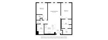 Two Bedroom Floor Plan at The Huntington Luxury Apartments in Duarte CA