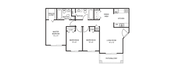 3 Bedroom Floor Plan at College Park Apartments in Naples FL