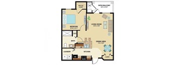 One Bedroom Floor Plan at Santos Isle Senior Apartments in Tarpon Springs FL
