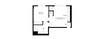 One-Bedroom Floor Plan at The Marc Luxury Apartments in Palm Beach Gardens, FL