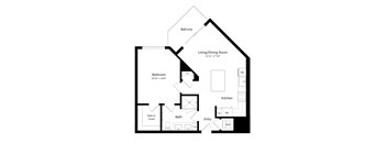 One Bedroom Floor Plan at The Marc Apartments