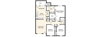 a floor plan of a house with bedrooms and a living room
