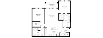 Two Bedroom Floor Plan at The Morgan Luxury Apartments in Orlando FL