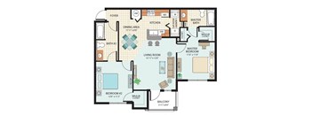 Two Bedroom Floor Plan at Booker Creek Apartments in St. Petersburg, FL