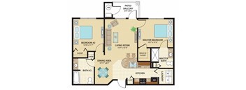 Two Bedroom Floor Plan at Santos Isle Senior Apartments in Tarpon Springs FL