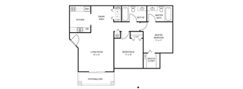 2 Bedroom Floor Plan at College Park Apartments in Naples FL