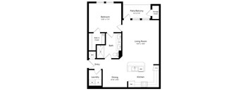 One Bedroom Floor Plan at The Sedona Luxury Apartments in Tampa FL
