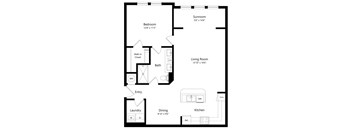 One Bedroom Floor Plan at The Sedona Luxury Apartments in Tampa FL