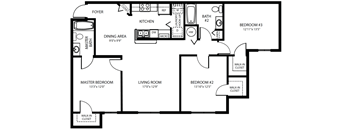 3 Bedroom Floor Plan at Claymore Crossings Apartments in Tampa FL