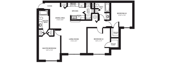 3 Bedroom Floor Plan at Clear Harbor Apartments in Clearwater FL