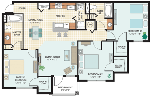 3 Bedroom Floor Plan at Cristina Woods in Riverview, FL