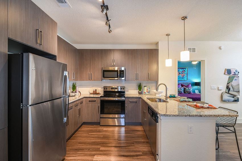Upscale chef-Style Kitchens at The Exchange Luxury Apartments in St. Petersburg, FL