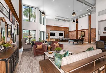 Club Room with Billiards at The Foundry Luxury Apartments in Tampa FL