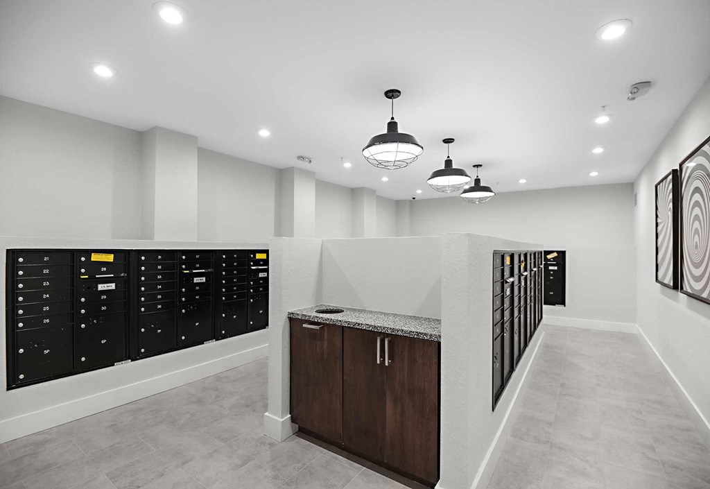 Mailroom at The Foundry Luxury Apartments in Tampa FL