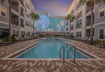 Resort-Style Swimming Pool at The Foundry Luxury Apartments in Tampa FL