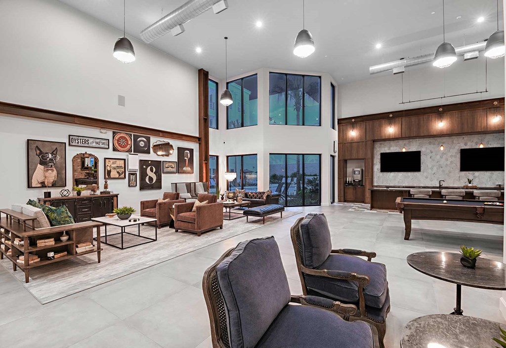 Club Room at The Foundry Luxury Apartments in Tampa FL