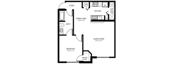 1 Bedroom Floor Plan at Clear Harbor Apartments in Clearwater FL