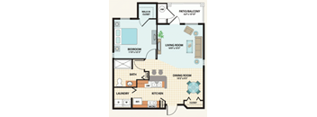 1 Bedroom Floor Plan at Grand Reserve Apartments in Zephyrhills, FL
