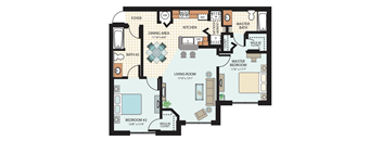 2 Bedroom Floor Plan at Autumn Place Apartments Temple Terrace FL