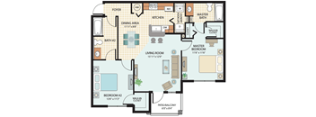2 Bedroom Floor Plan at Cristina Woods Apartments in Riverview, FL